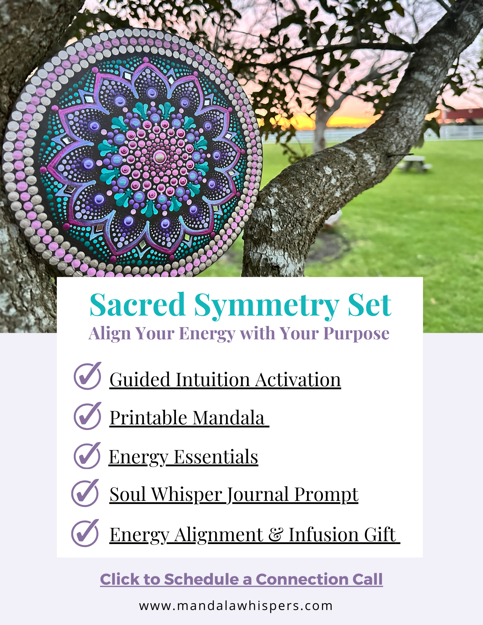 sacred symmetry: Guided Intuition Activation, Printable Mandala, Energy Essentials, Soul Whisper Journal Prompt, Energy Alignment & Infusion Gift