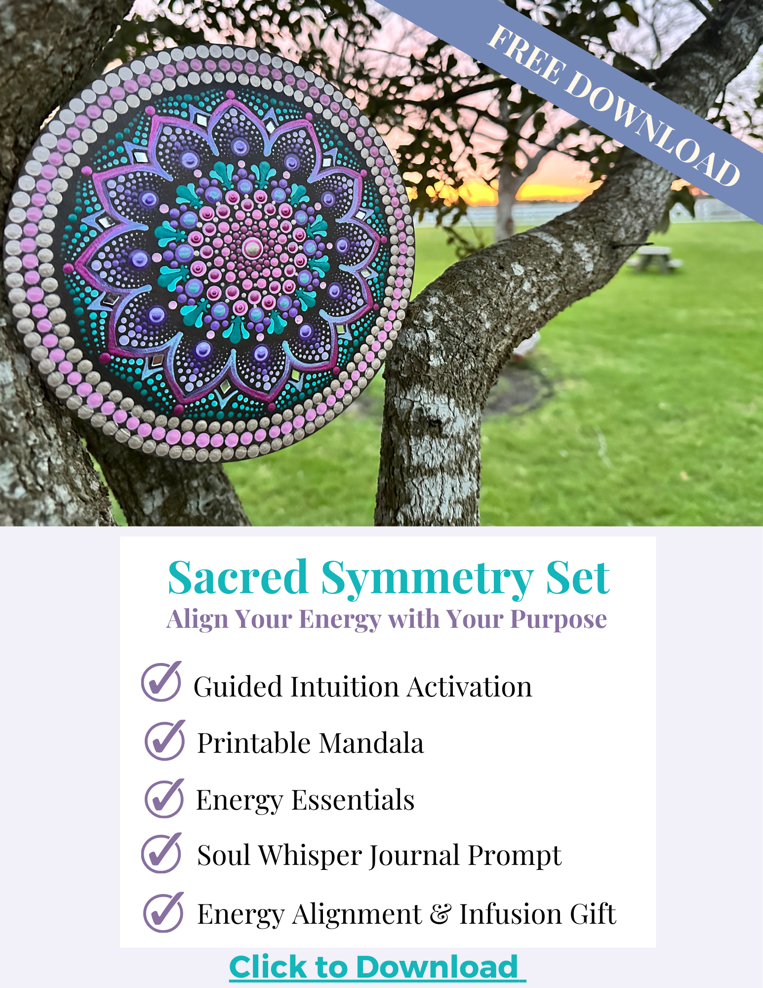 sacred symmetry: Guided Intuition Activation, Printable Mandala, Energy Essentials, Soul Whisper Journal Prompt, Energy Alignment & Infusion Gift